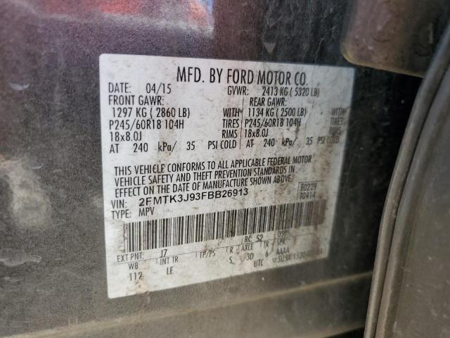 Photo 10 from auction – 2015 FORD EDGE SEL with VIN 2FMTK3J93FBB26913