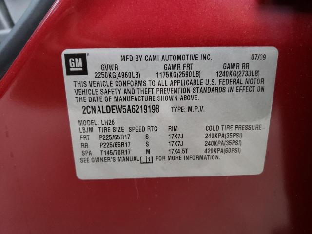 Photo 10 from auction – 2010 CHEVROLET EQUINOX LT with VIN 2CNALDEW5A6219198