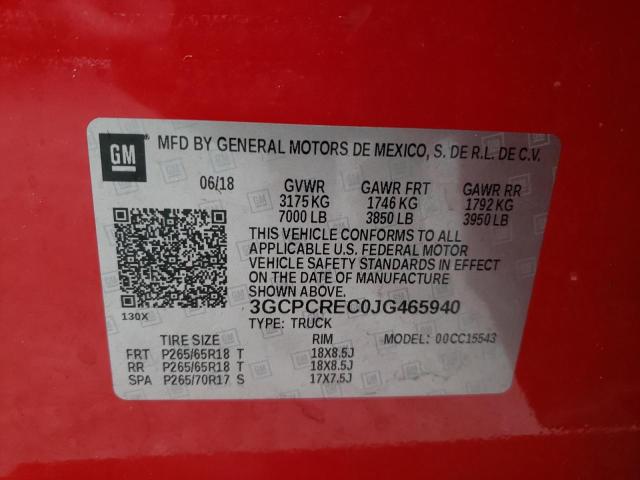 Photo 10 from auction – 2018 CHEVROLET SILVERADO with VIN 3GCPCREC0JG465940