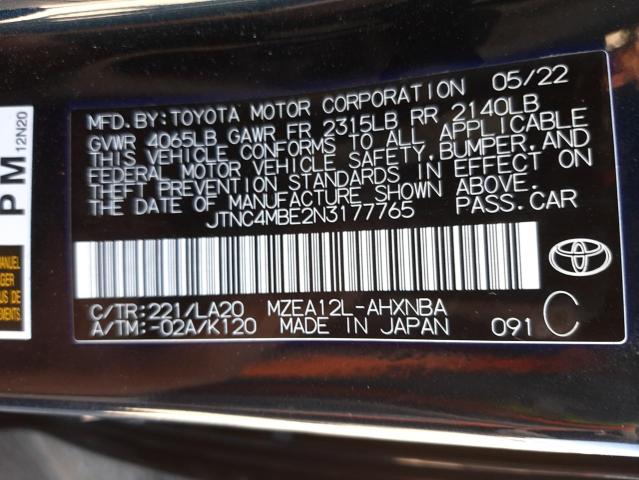 Photo 10 from auction – 2022 TOYOTA COROLLA XS with VIN JTNC4MBE2N3177765