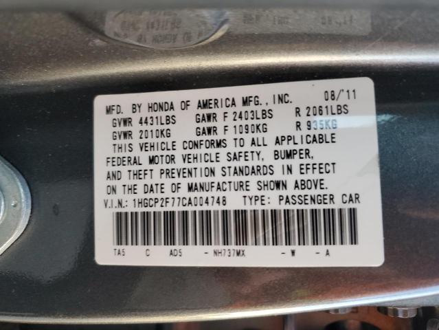 Photo 10 from auction – 2012 HONDA ACCORD EX with VIN 1HGCP2F77CA004748