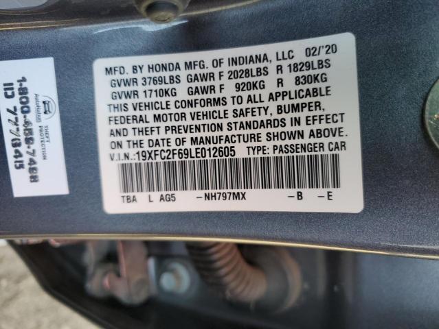 Photo 10 from auction – 2020 HONDA CIVIC LX with VIN 19XFC2F69LE012605