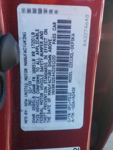 Photo 10 from auction – 2004 TOYOTA COROLLA CE with VIN 1NXBR32E44Z291220