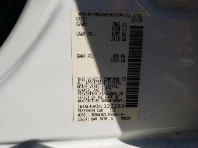 Photo 10 from auction – 2019 NISSAN ALTIMA SV with VIN 1N4BL4DV2KC122265