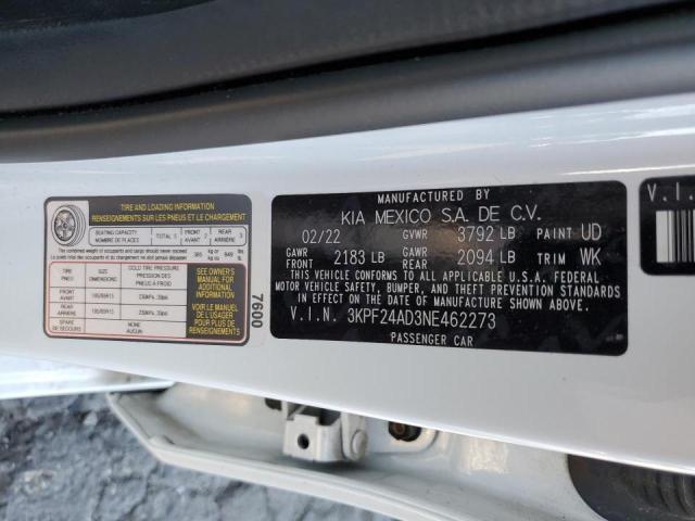 Photo 10 from auction – 2022 KIA FORTE FE with VIN 3KPF24AD3NE462273