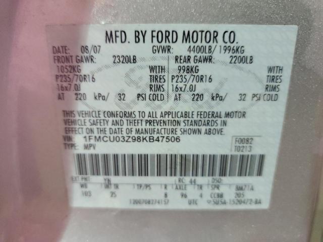 Photo 10 from auction – 2008 FORD ESCAPE XLT with VIN 1FMCU03Z98KB47506