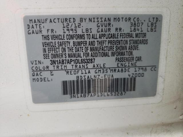Photo 10 from auction – 2013 NISSAN SENTRA S with VIN 3N1AB7AP1DL653287