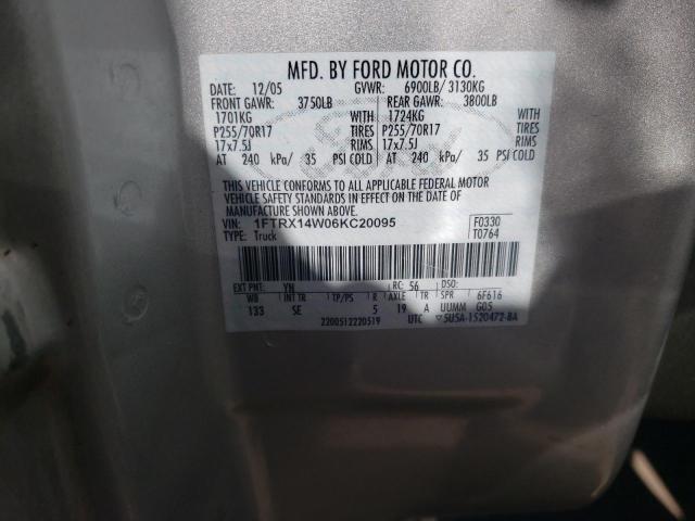 Photo 10 from auction – 2006 FORD F150 with VIN 1FTRX14W06KC20095