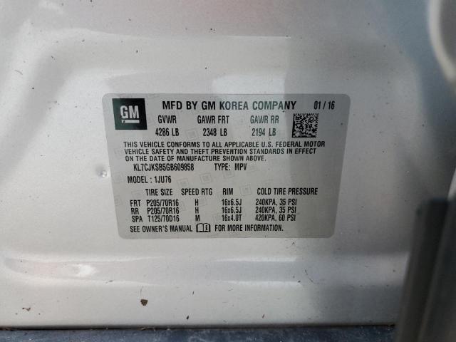 Photo 10 from auction – 2016 CHEVROLET TRAX LS with VIN KL7CJKSB5GB609858