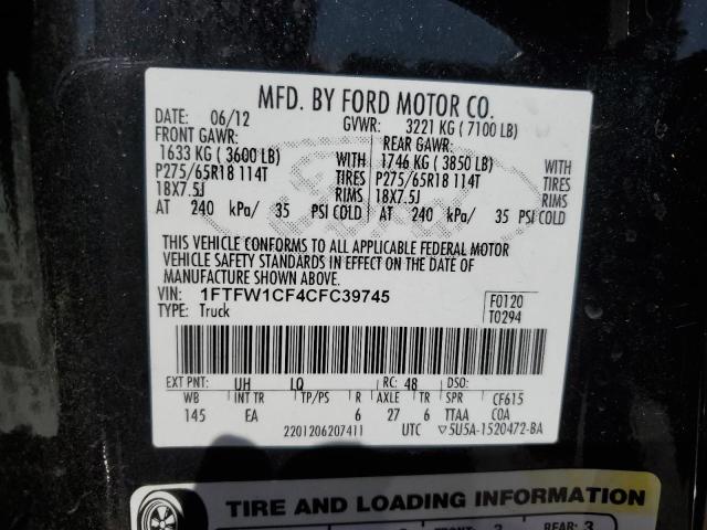 Photo 10 from auction – 2012 FORD F150 SUPER with VIN 1FTFW1CF4CFC39745