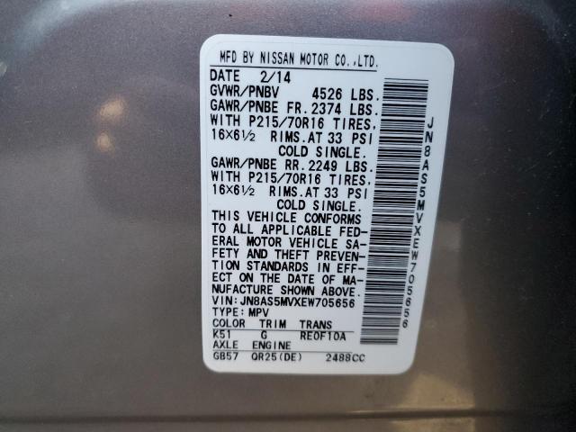 Photo 10 from auction – 2014 NISSAN ROGUE SELE with VIN JN8AS5MVXEW705656