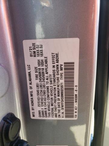 Photo 14 from auction – 2021 HONDA PILOT EXL with VIN 5FNYF5H59MB025971