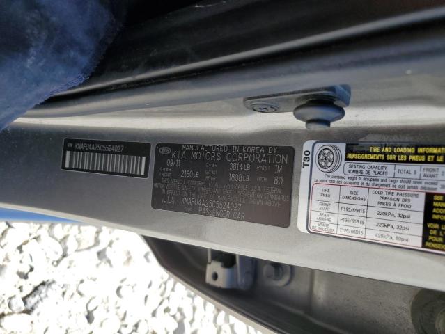 Photo 10 from auction – 2012 KIA FORTE EX with VIN KNAFU4A25C5524027