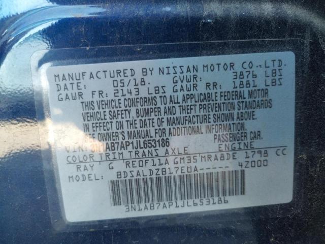 Photo 10 from auction – 2018 NISSAN SENTRA S with VIN 3N1AB7AP1JL653186