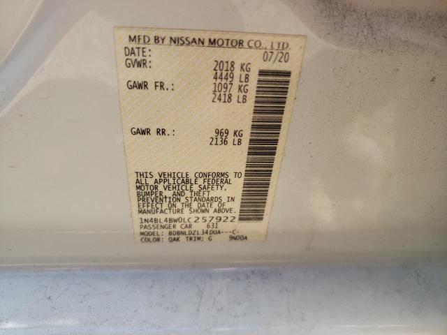 Photo 10 from auction – 2020 NISSAN ALTIMA S with VIN 1N4BL4BW0LC257922