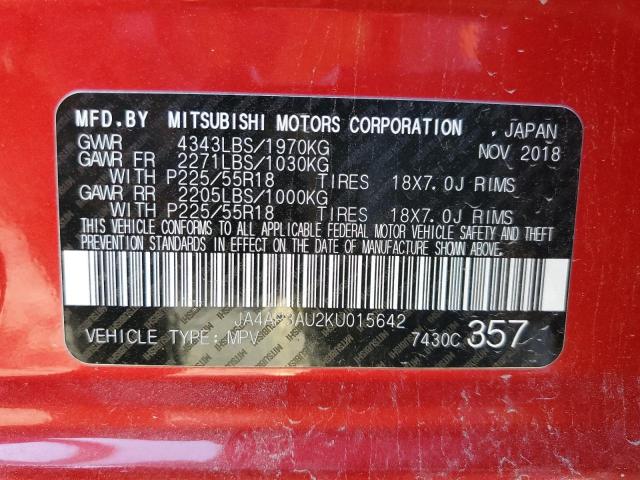 Photo 10 from auction – 2019 MITSUBISHI OUTLANDER with VIN JA4AP3AU2KU015642