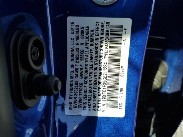 Photo 10 from auction – 2016 HONDA CIVIC EX with VIN 19XFC1F39GE211224