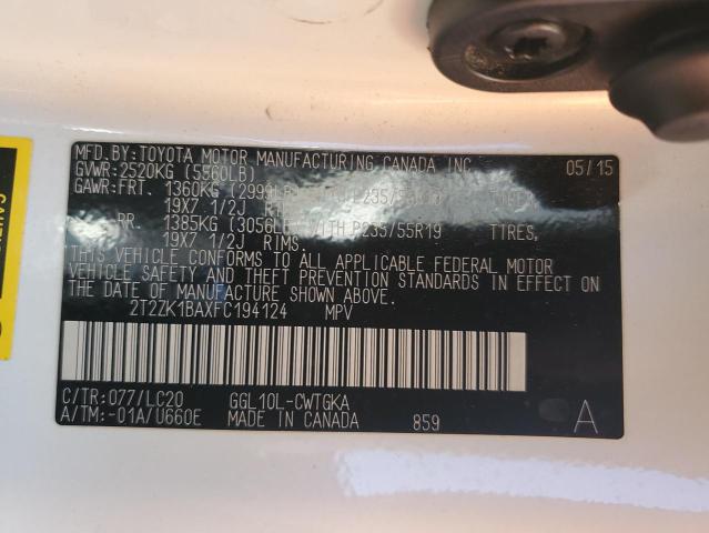Photo 10 from auction – 2015 LEXUS RX 350 with VIN 2T2ZK1BAXFC194124