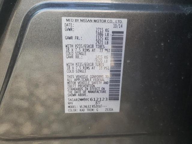 Photo 10 from auction – 2015 NISSAN PATHFINDER with VIN 5N1AR2MM9FC612123