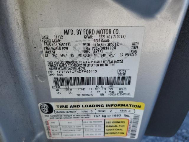Photo 10 from auction – 2013 FORD F150 SUPER with VIN 1FTFW1CF4DFA65113