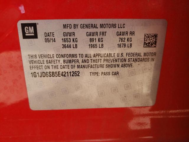 Photo 10 from auction – 2014 CHEVROLET SONIC LT with VIN 1G1JD6SB5E4211262