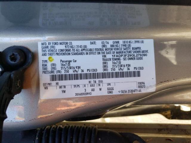 Photo 10 from auction – 2016 FORD FOCUS SE with VIN 1FADP3F29GL279390