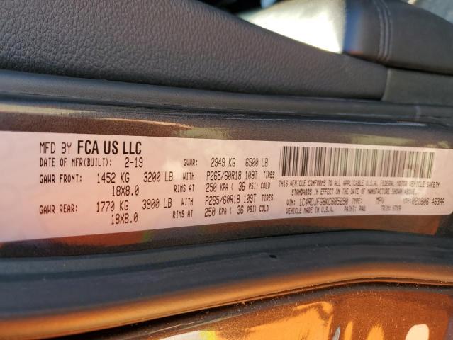 Photo 10 from auction – 2019 DODGE DURANGO SS with VIN 1C4RDJFG6KC685290