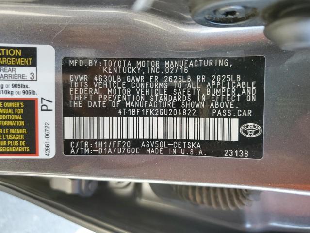 Photo 10 from auction – 2016 TOYOTA CAMRY LE with VIN 4T1BF1FK2GU204822