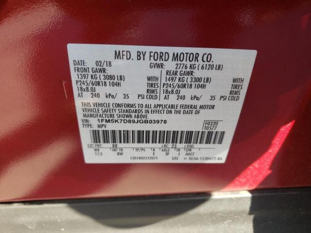 Photo 10 from auction – 2018 FORD EXPLORER X with VIN 1FM5K7D89JGB03978