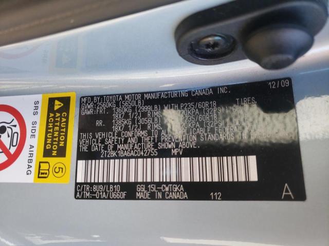 Photo 10 from auction – 2010 LEXUS RX 350 with VIN 2T2BK1BA6AC042755