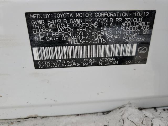 Photo 10 from auction – 2013 LEXUS LS 460 with VIN JTHBL5EF2D5115183