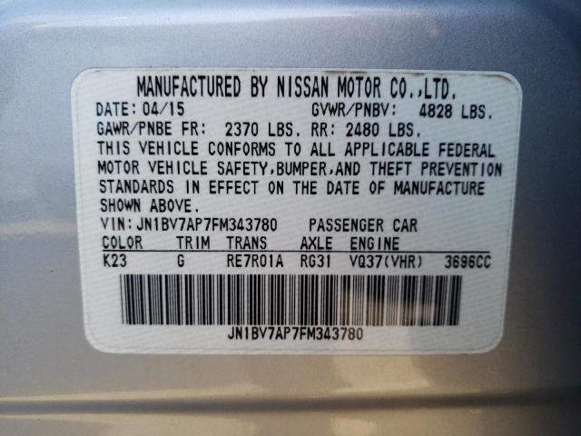 Photo 10 from auction – 2015 INFINITI Q50 BASE with VIN JN1BV7AP7FM343780