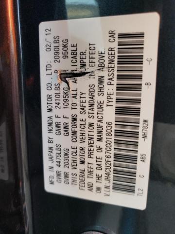 Photo 10 from auction – 2012 ACURA TSX TECH with VIN JH4CU2F67CC018036