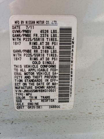 Photo 10 from auction – 2011 NISSAN ROGUE S with VIN JN8AS5MV6BW310501