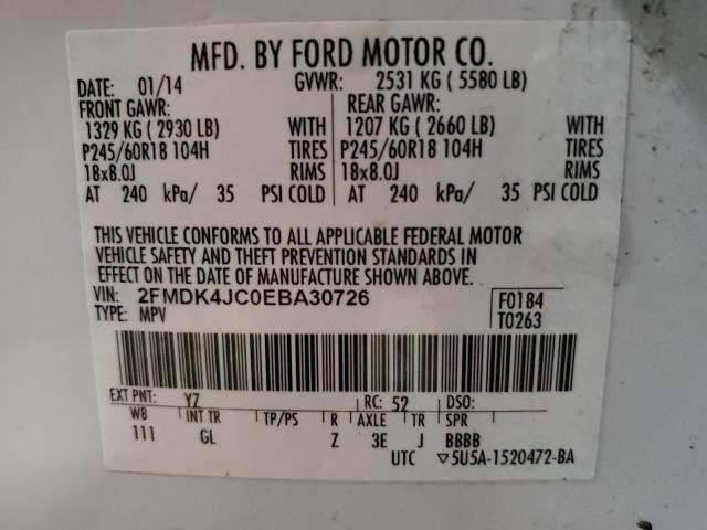 Photo 10 from auction – 2014 FORD EDGE SEL with VIN 2FMDK4JC0EBA30726