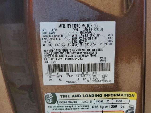 Photo 10 from auction – 2011 FORD F150 SUPER with VIN 1FTFW1ET1BKD94052