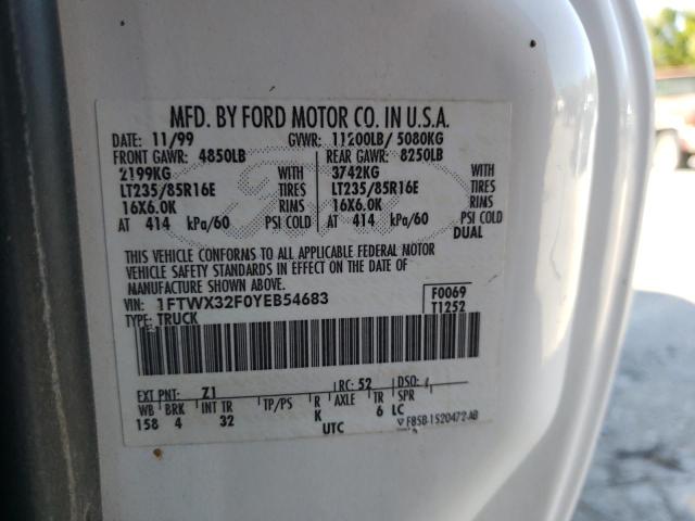 Photo 10 from auction – 2000 FORD F350 SUPER with VIN 1FTWX32F0YEB54683