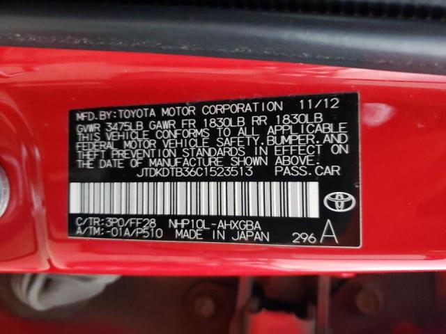 Photo 10 from auction – 2012 TOYOTA PRIUS C with VIN JTDKDTB36C1523513