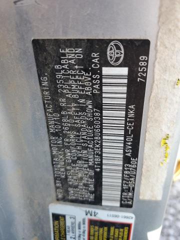 Photo 10 from auction – 2011 TOYOTA CAMRY BASE with VIN 4T1BF3EK2BU660387