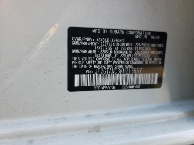 Photo 10 from auction – 2019 SUBARU CROSSTREK with VIN JF2GTANC3KH213657