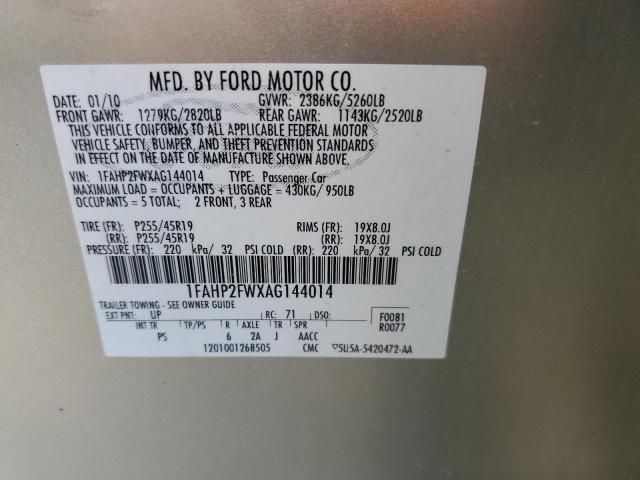 Photo 10 from auction – 2010 FORD TAURUS LIM with VIN 1FAHP2FWXAG144014