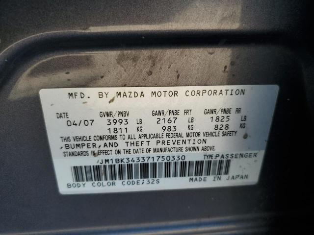 Photo 10 from auction – 2007 MAZDA 3 HATCHBAC with VIN JM1BK343371750330