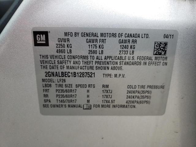 Photo 10 from auction – 2011 CHEVROLET EQUINOX LS with VIN 2GNALBEC1B1287521