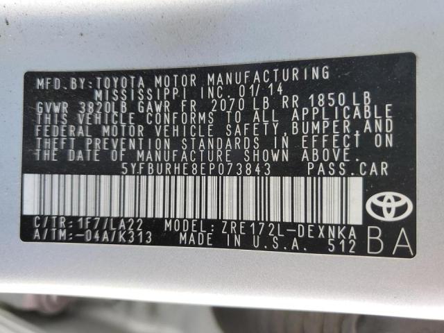 Photo 10 from auction – 2014 TOYOTA COROLLA L with VIN 5YFBURHE8EP073843
