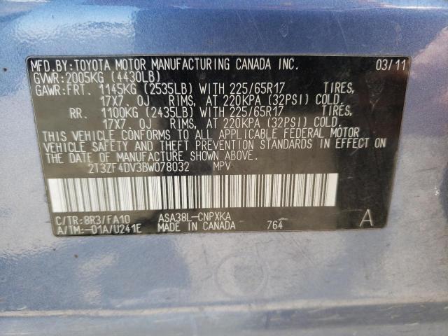 Photo 10 from auction – 2011 TOYOTA RAV4 with VIN 2T3ZF4DV3BW078032