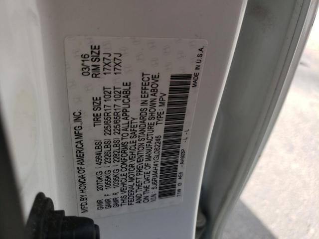 Photo 10 from auction – 2016 HONDA CR-V SE with VIN 5J6RM4H41GL062245