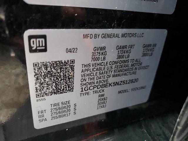 Photo 10 from auction – 2022 CHEVROLET SILVERADO with VIN 1GCPDBEK5NZ512820