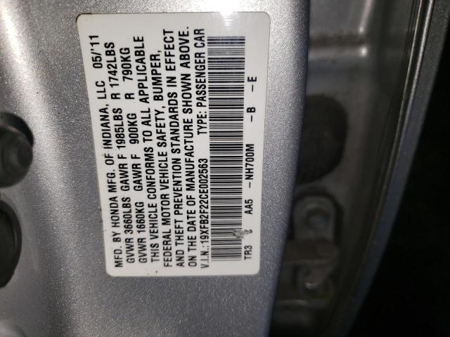 Photo 10 from auction – 2012 HONDA CIVIC DX with VIN 19XFB2F22CE002563