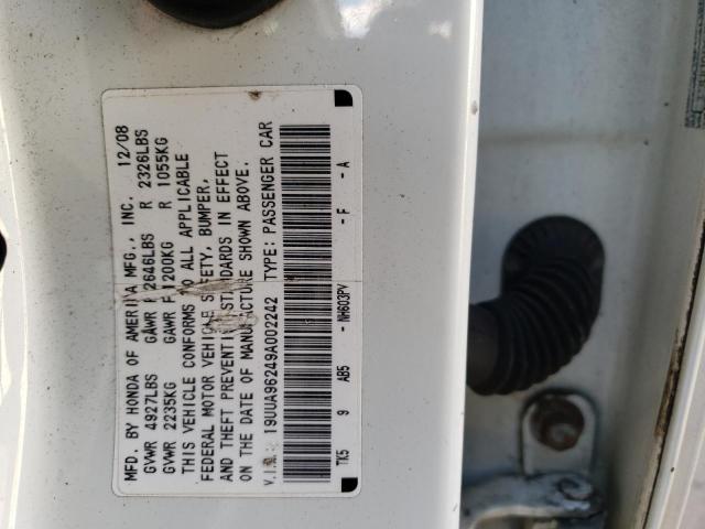 Photo 10 from auction – 2009 ACURA TL with VIN 19UUA96249A002242