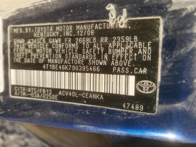 Photo 10 from auction – 2009 TOYOTA CAMRY BASE with VIN 4T1BE46K79U395466